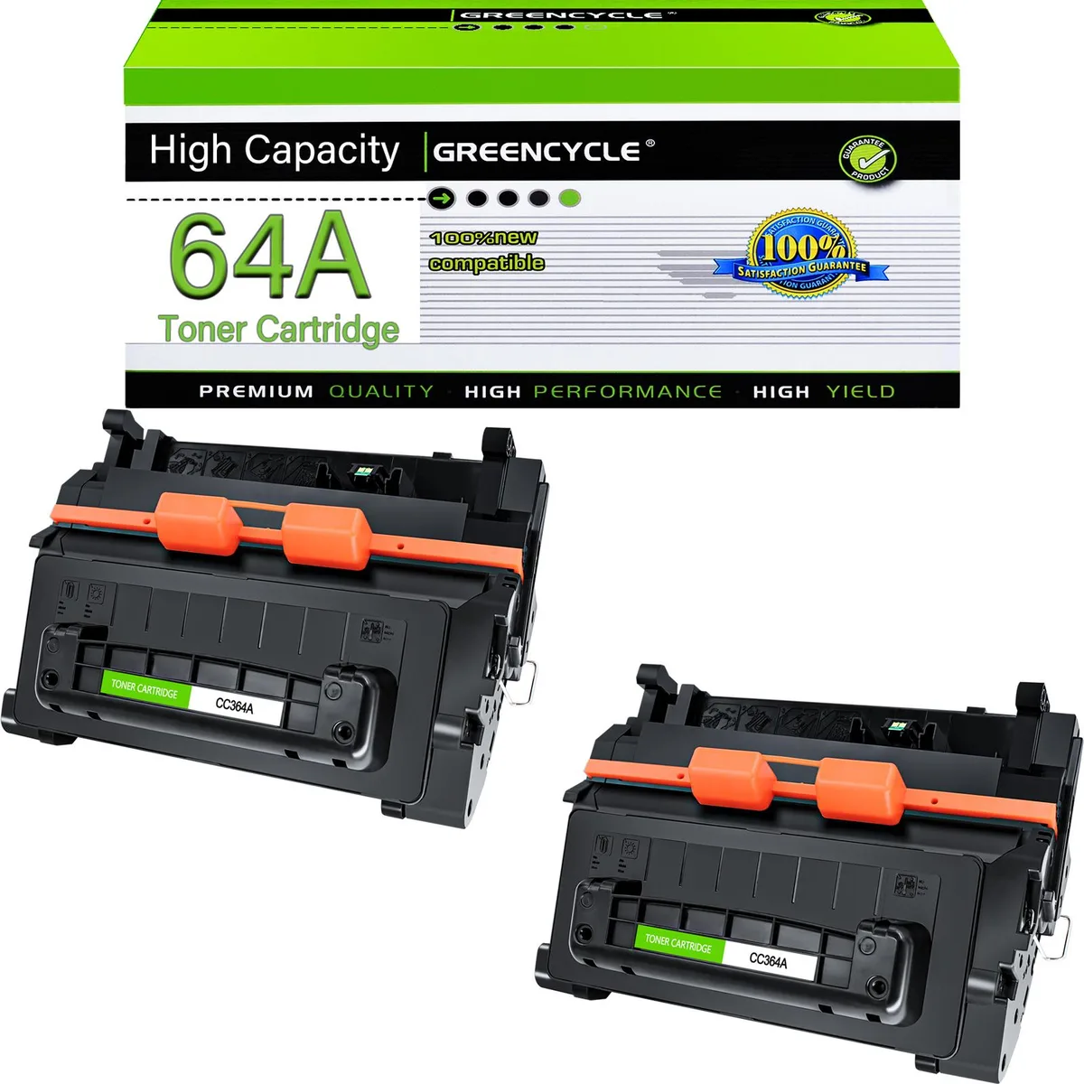 GREENCYCLE GREENCYCLE 64A CC364A Black Toner Cartridge 2 Pack 10000 pages — product photo