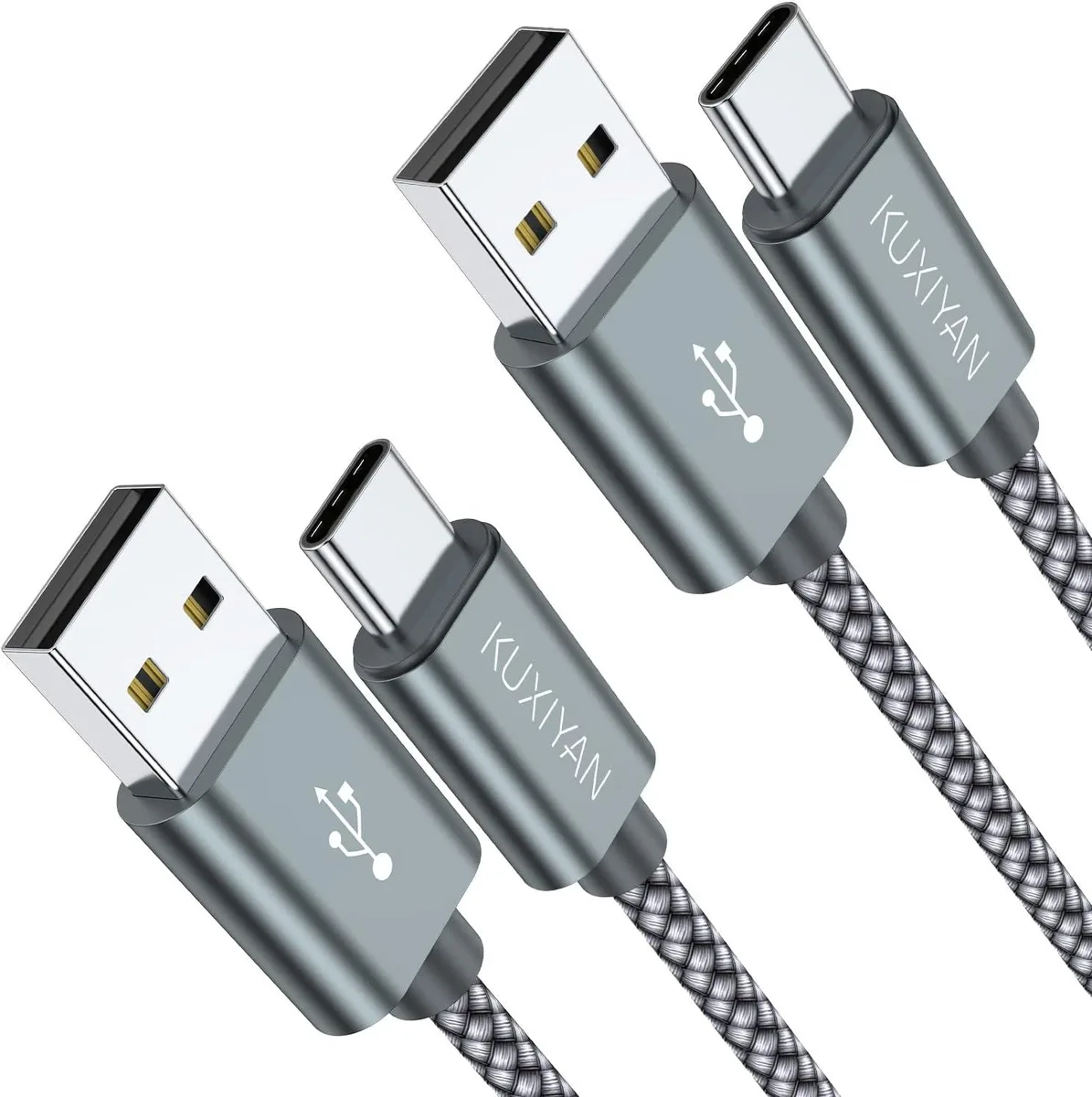 Elestur Elestur USB-C Charger Cable 2-Pack 3FT Nylon Braided Gray — product photo