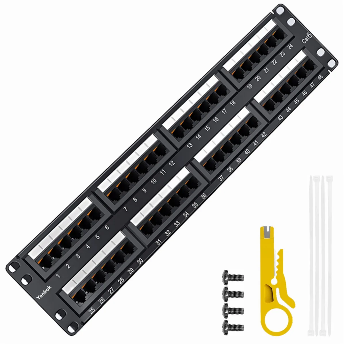 Yankok Yankok CAT6 48 Port Patch Panel 2U 19in Unshielded with Mini Punch Down Tool — product photo