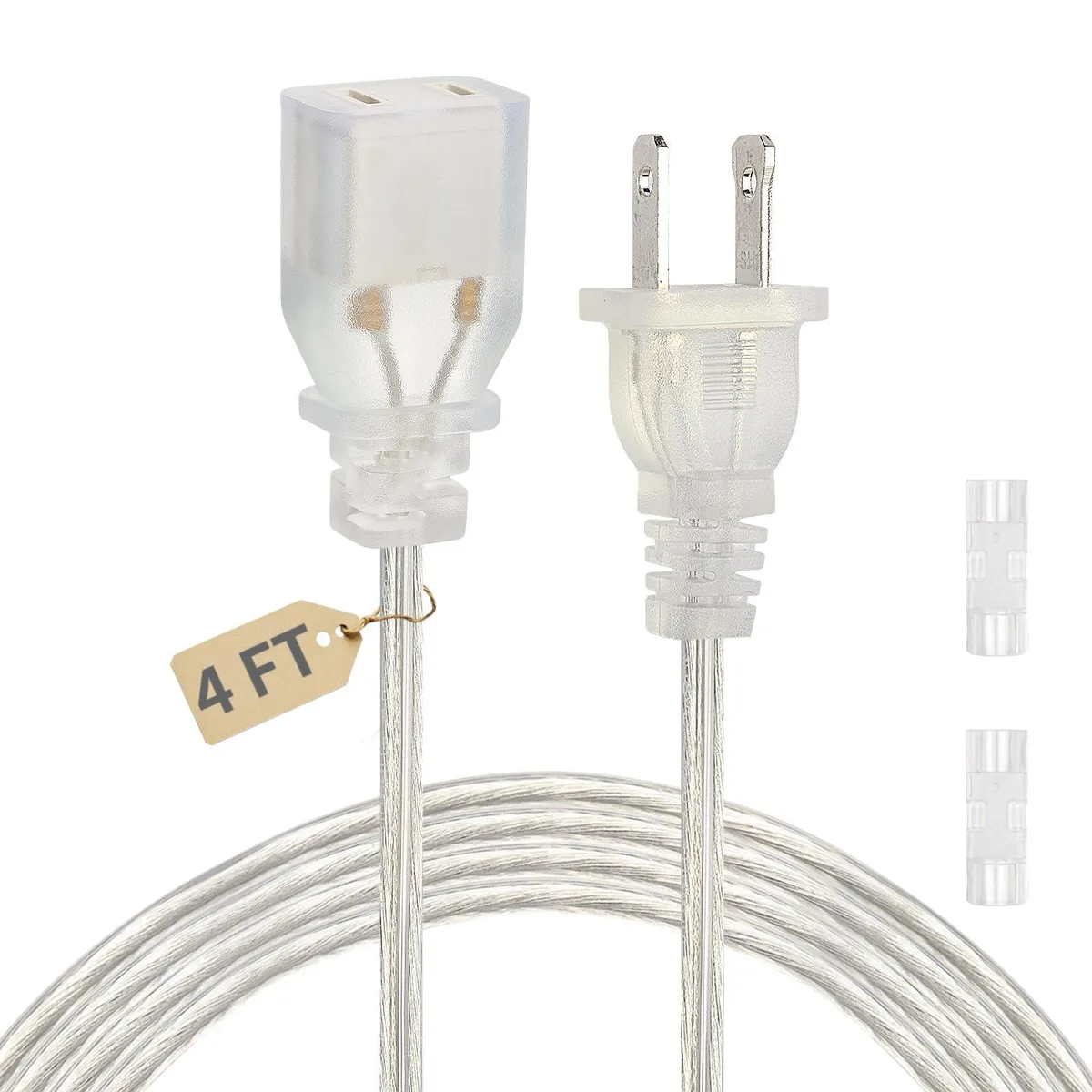 Zlierop 4ft Clear Power Extension Cord 18 AWG 125V — product photo