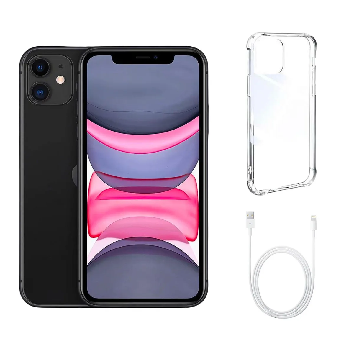 Apple Apple iPhone 11 A2111 64GB Black Grade C Clear Case cell phones - unlocked — product photo