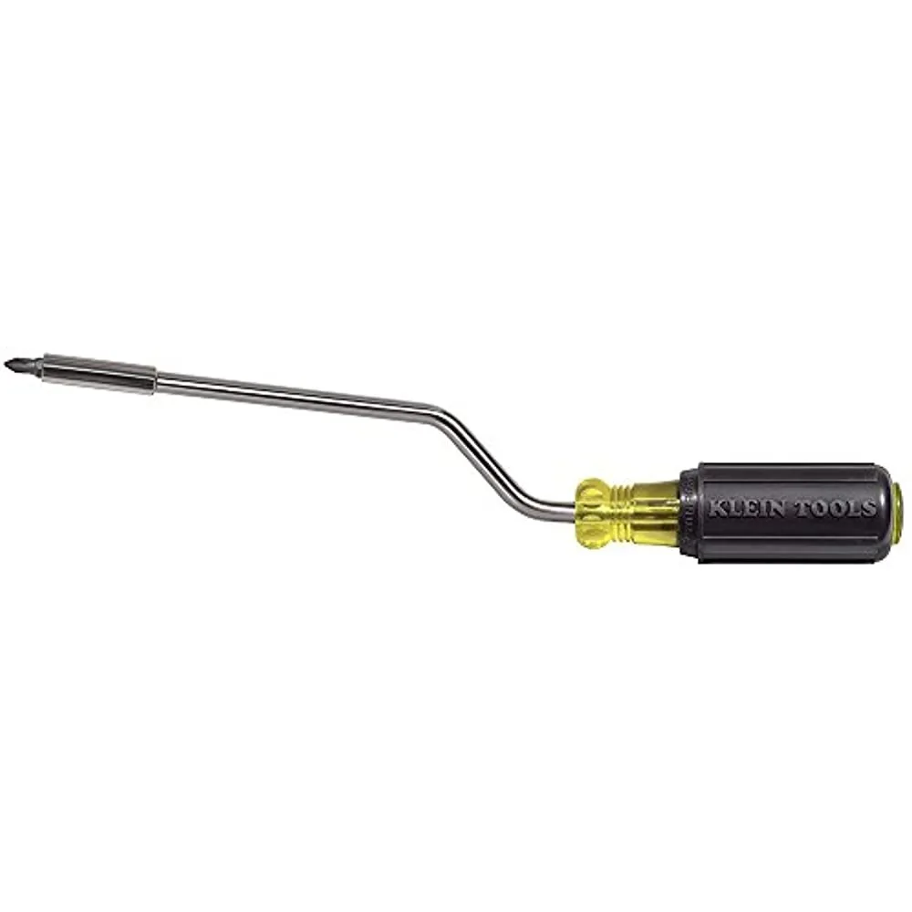 Chrome-plated offset multi-bit screwdriver with heat-treated steel handle