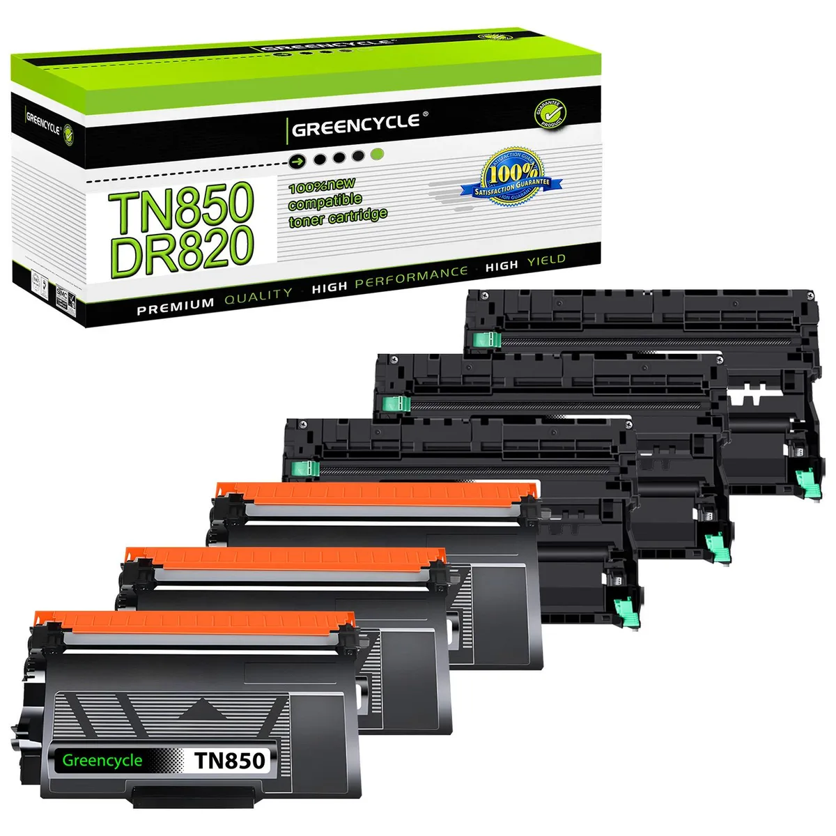 GREENCYCLE GREENCYCLE TN850 DR820 Toner Cartridge &amp; Drum Unit Set 3 Pack — product photo