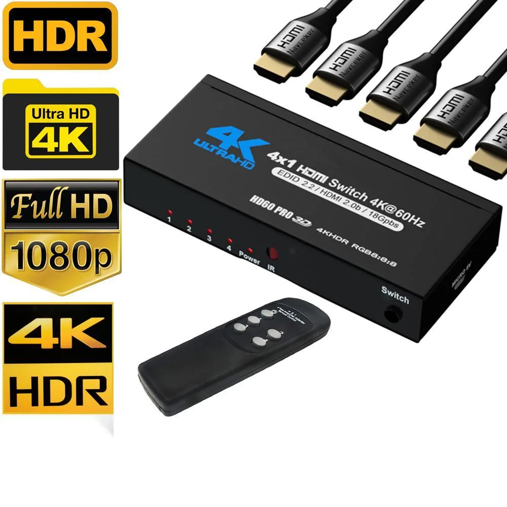 WRIARICH WRIARICH OZQ5-2 4-port HDMI 2.0 video switch 4K 60Hz 18.5Gbps — product photo