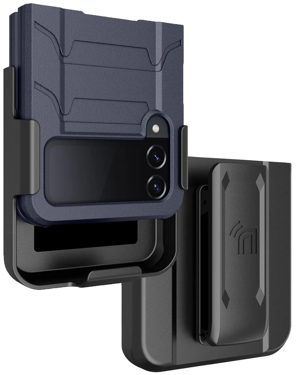 Nakedcellphone Nakedcellphone Tactical Case &amp; Belt Clip Holster for Samsung Galaxy Z Flip4 5G Navy — product photo