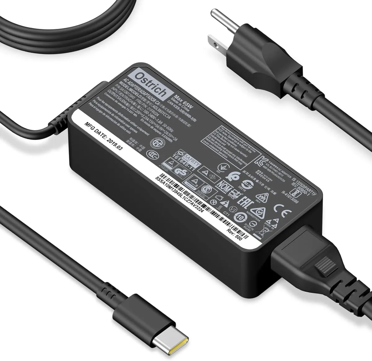 Kenuco Kenuco 65W USB-C laptop charger for ThinkPad Yoga Chromebook — product photo