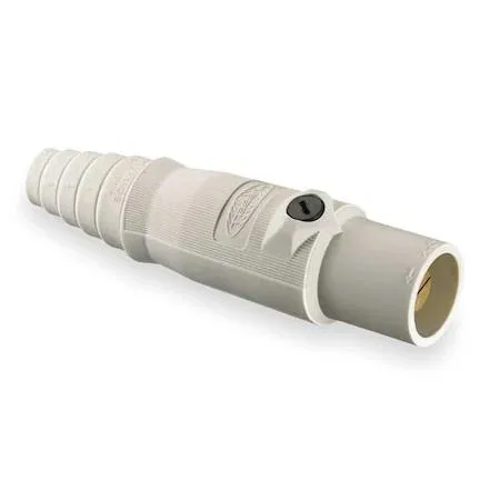 White straight blade plug with Insulgrip housing and raised alignment arrow