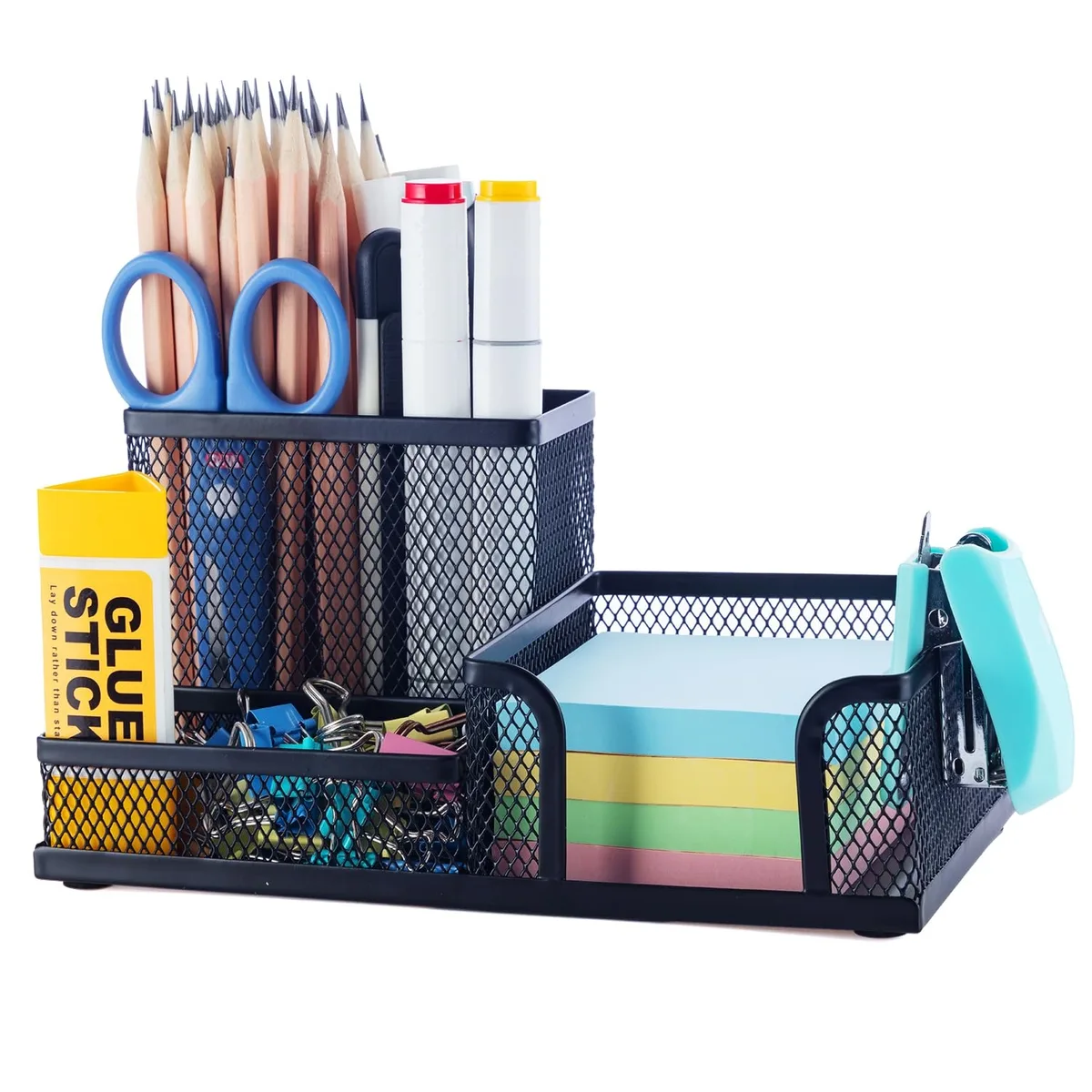  Samsill Mesh Pen Holder Black 3 Compartments 8.5x3.8in ABT98405 — product photo