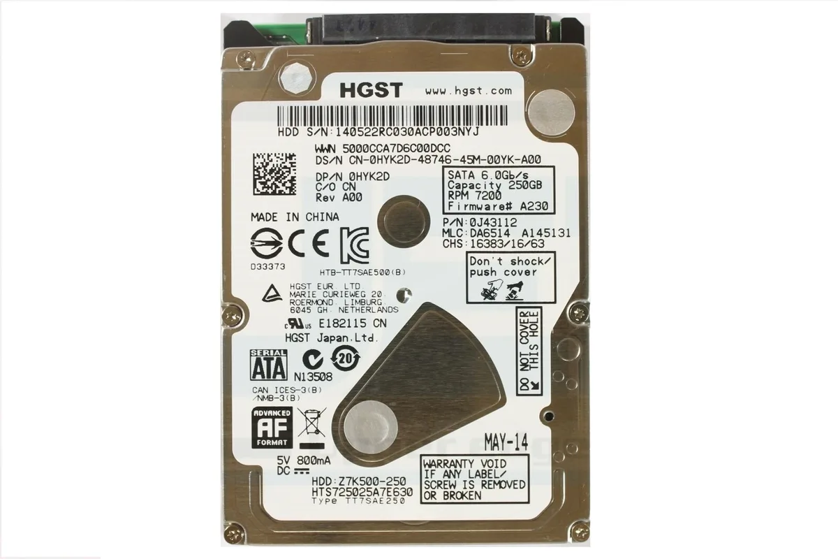 DELL DELL HYK2D 2.5 250GB 7200 SATA 725025 internal hard drive — product photo