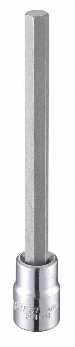 Westward 54TM31 5/16 inch SAE hex socket bit, alloy steel, full polished chrome finish, extra long length