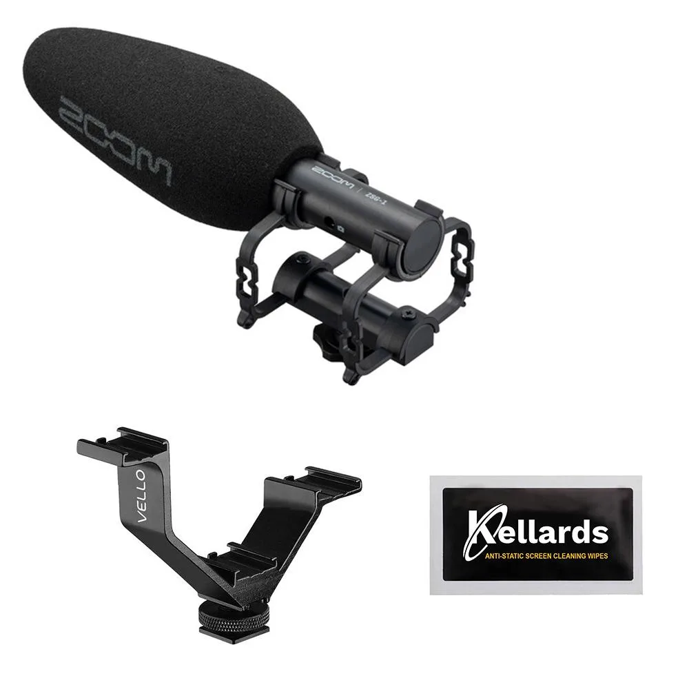 Zoom Zoom ZSG-1 Shotgun Microphone Bundle with Vello V-Rig 4.1" Triple Shoe Bracket — product photo