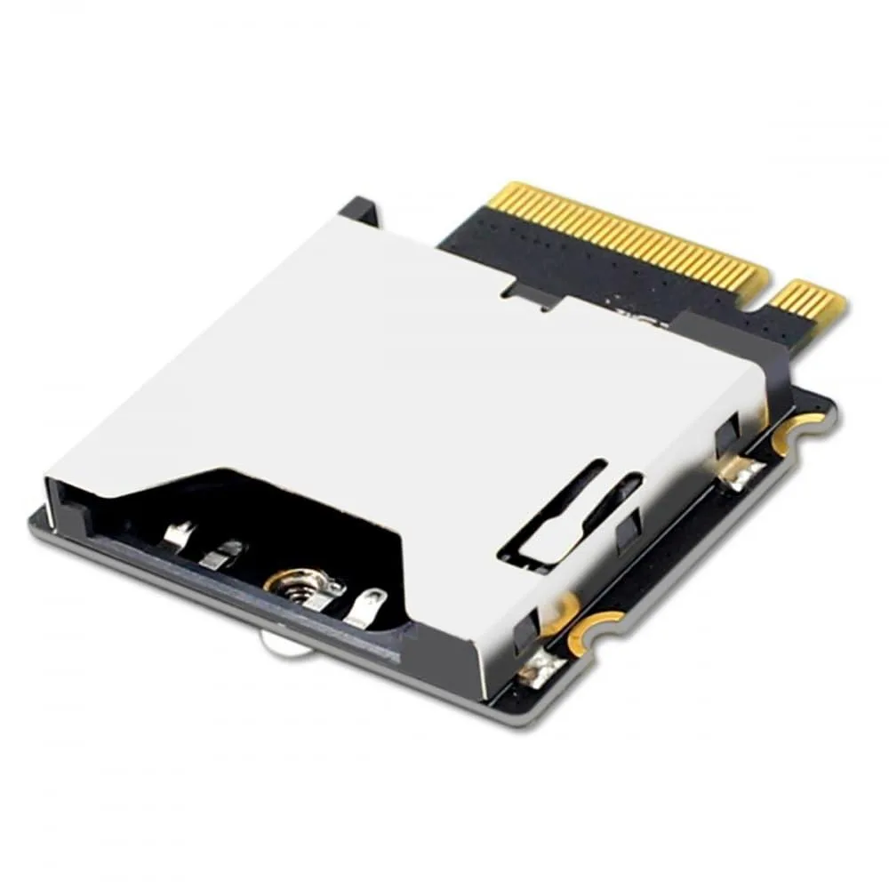 Green circuit board with gold M.2 and CFexpress Type-A connectors