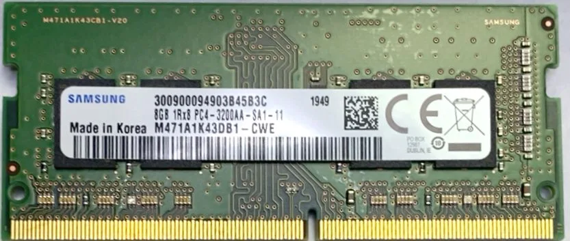 SAMSUNG Samsung 8GB DDR4 3200 CL22 1Rx8 260-Pin SODIMM M471A1K43DB1-CWE — product photo