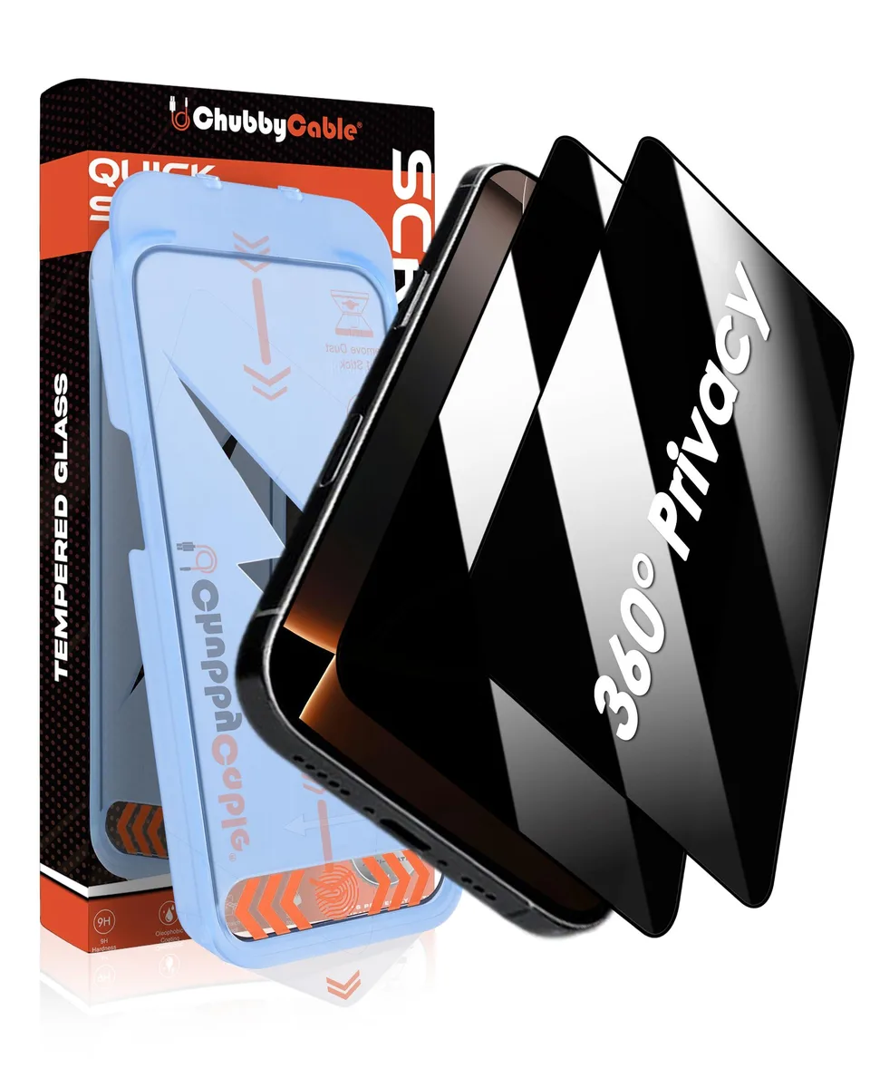 chubbycable 360 Privacy Screen Protector iPhone 16 Pro 2 Pack — product photo