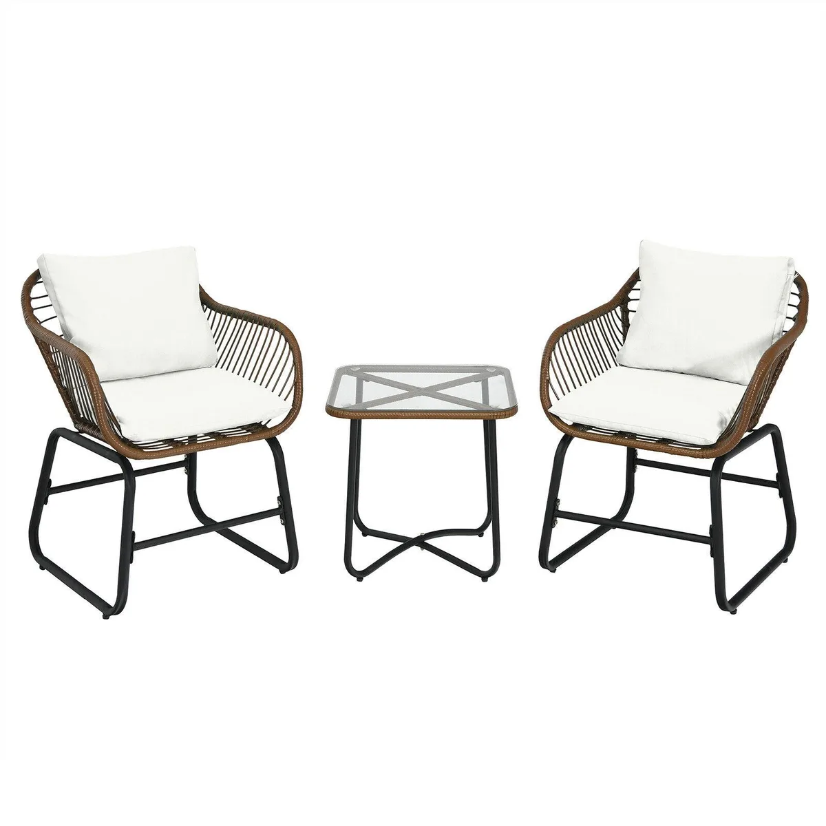 SlickBlue SlickBlue 3 Piece Rattan Bistro Set White Brown Turquoise Red — product photo