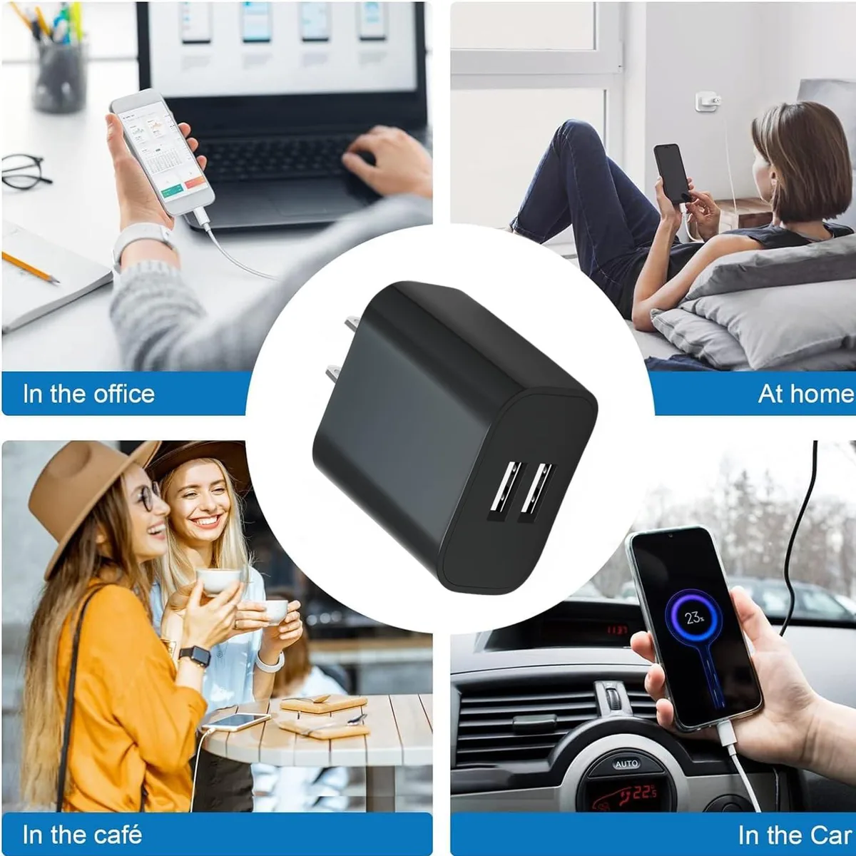  YTFCYIKBG OFS-755 4-Pack USB Wall Charger Dual Port 5V 2.1A Black — product photo