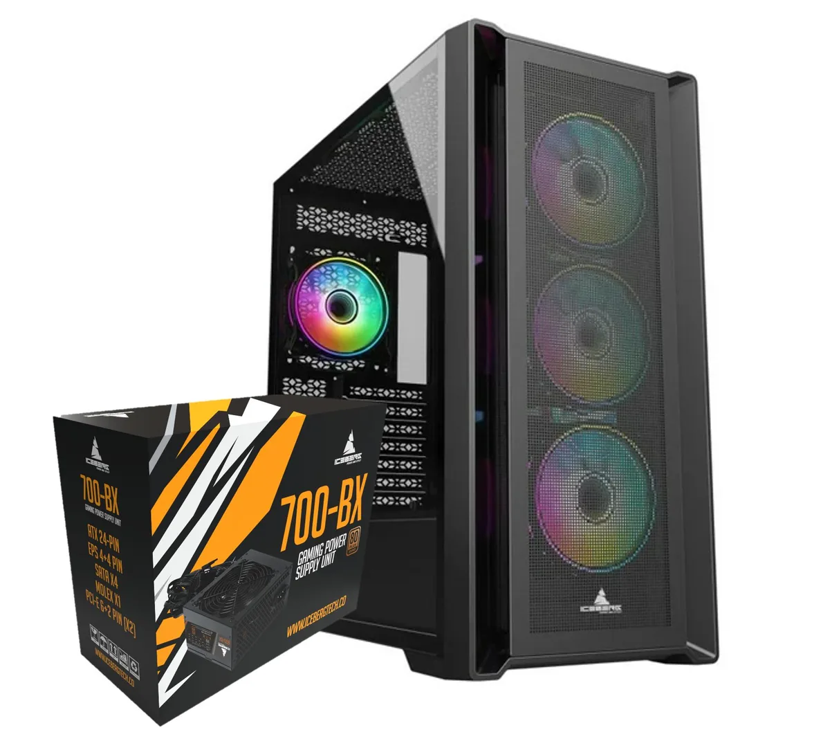 Iceberg Iceberg Titan M16 Plus E-ATX Mid Tower Case with 700W 80+ Bronze PSU and 7 ARGB Fans — product photo