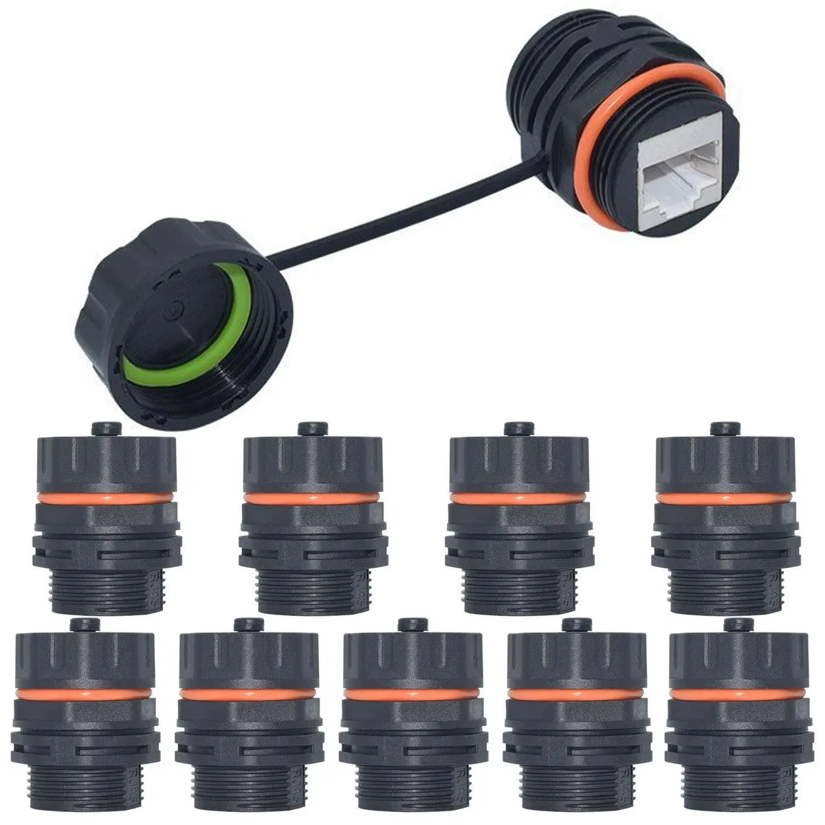 ALSEYE ALSEYE 10PCS Shielded CAT6A RJ45 Waterproof Coupler 2 in 1 Accessory — product photo