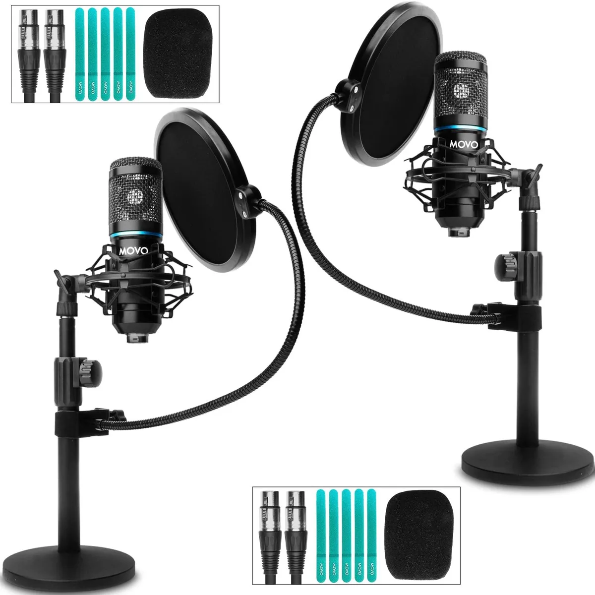  Movo 2PACK-PCM6+TMC3+PF6 2-Pack Condenser Microphone Kit — product photo