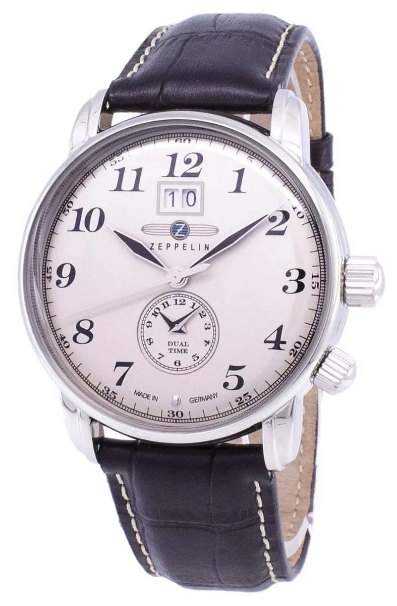 Graf Zeppelin Graf Zeppelin LZ127 7644-5 Quartz Watch 42mm Beige Dial Leather Strap — product photo