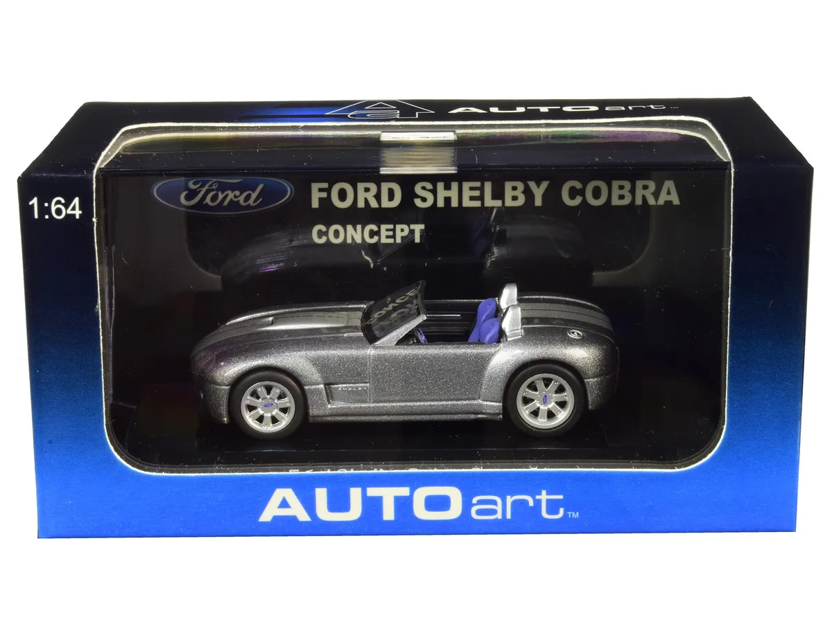 Autoart Autoart Ford Shelby Cobra Concept Tungsten Silver Metallic with Gray Stripes 1/64 vehicle — product photo