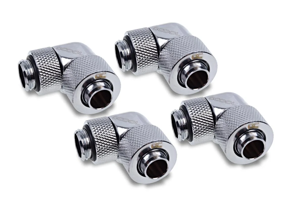 Alphacool Alphacool Eiszapfen 13/10mm 90° Compression Fitting G1/4 Chrome 4-Pack — product photo