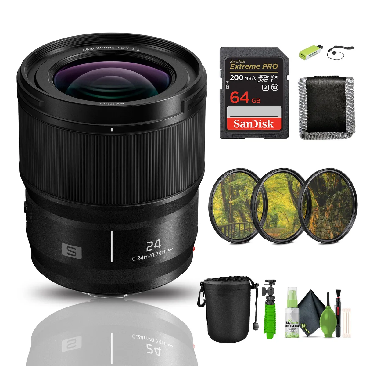 Panasonic Panasonic Lumix S 24mm f/1.8 Lens Bundle 64GB Card 72mm Filter Kit — product photo