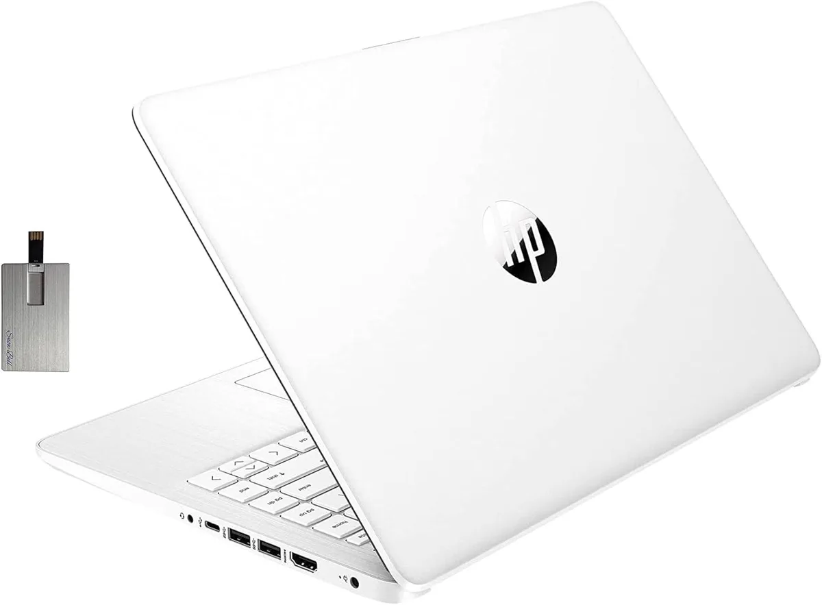 HP HP Stream 14 laptop Celeron N4120 4GB 64GB eMMC Snowflake White 128GB Hotface USB Card — product photo