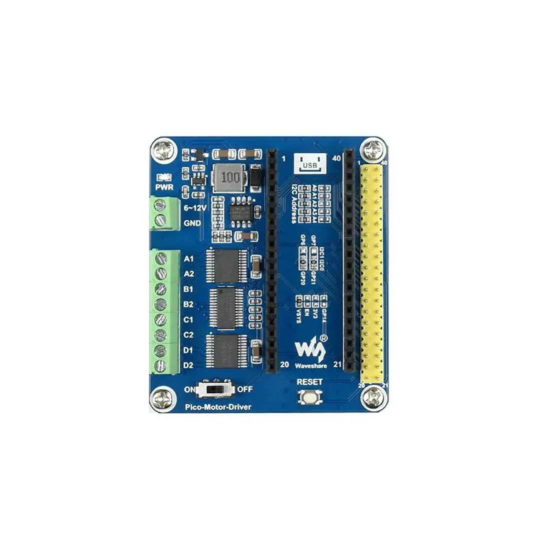 LORDWORLD LORDWORLD DC Motor Driver HAT for Pico 4 Motors I2C PCA9685 TB6612FNG 3A — product photo