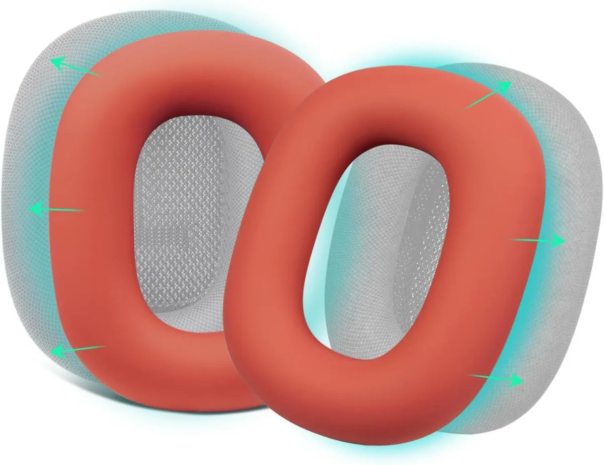 Red silicone ear-pad covers for AirPods Max headphones