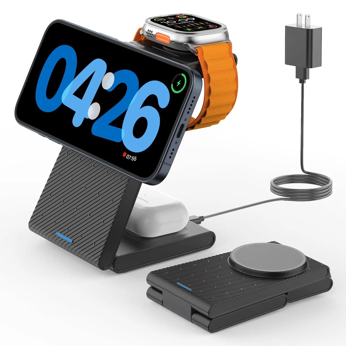 ViewSonic ViewSonic 3-in-1 Foldable Wireless Charger for iPhone 12-17, Apple Watch, AirPods — product photo