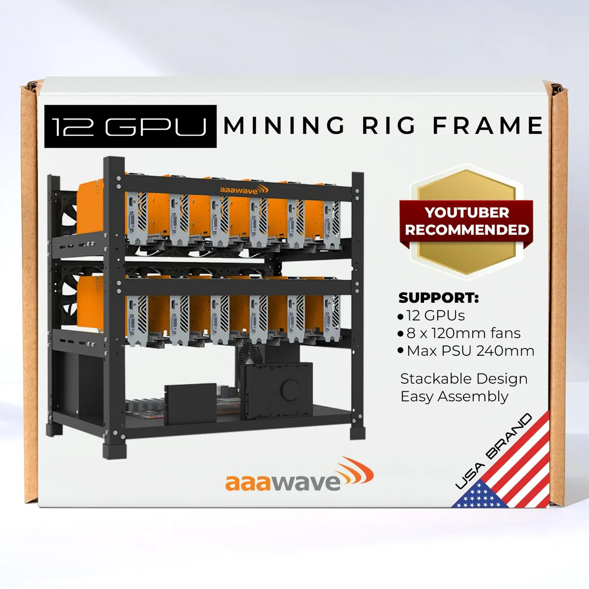 AAAwave AAAwave AAAIRMC12 12GPU Mining Rig Frame Black — product photo