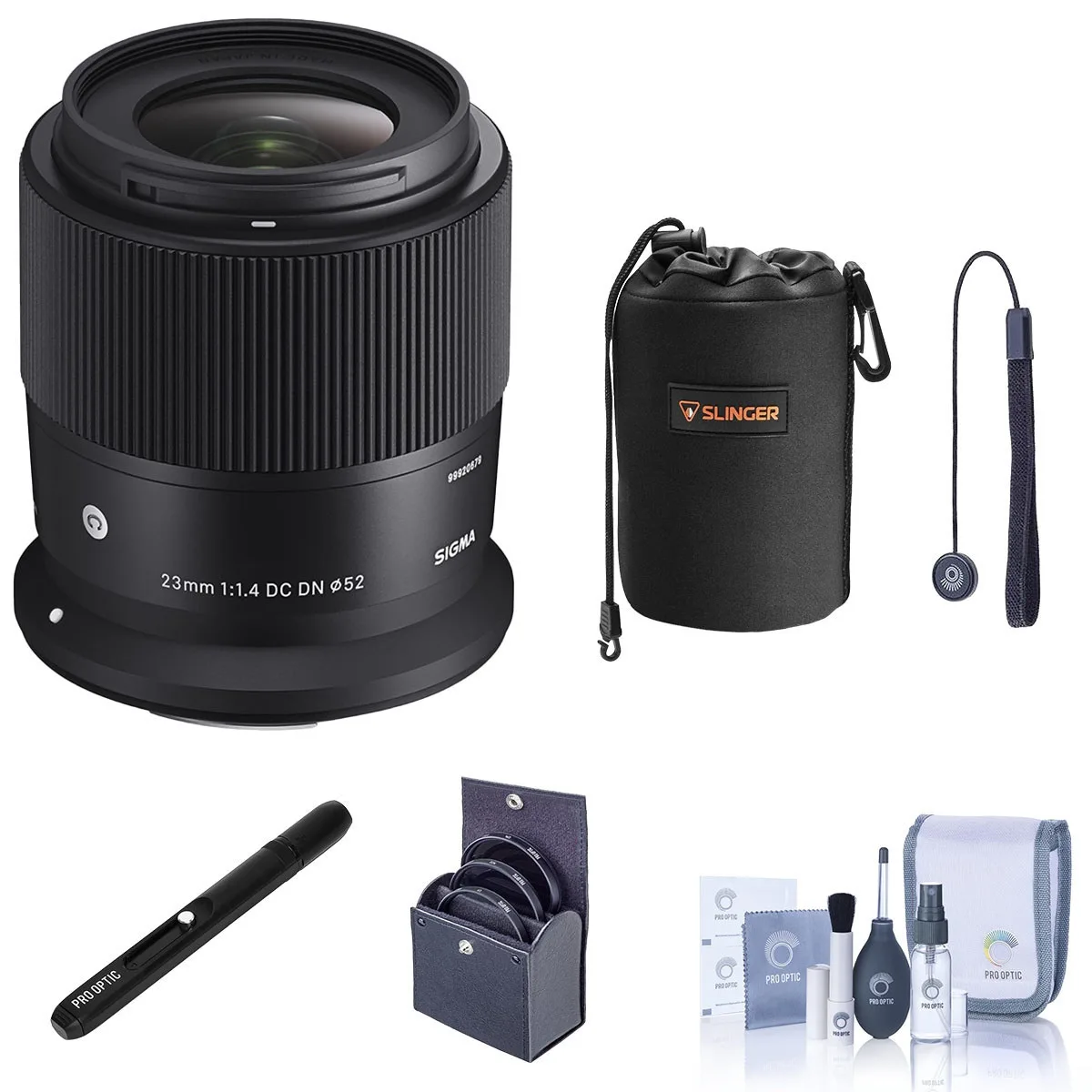 SIGMA SIGMA 23mm f/1.4 DC DN Contemporary Lens for Canon RF, Black, Bundle with 52mm Filter Kit — product photo