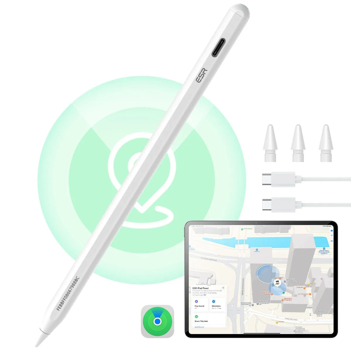  ESR Geo Digital iPad Pencil Find My White 2018-2026 TSAJHBQ39 — product photo