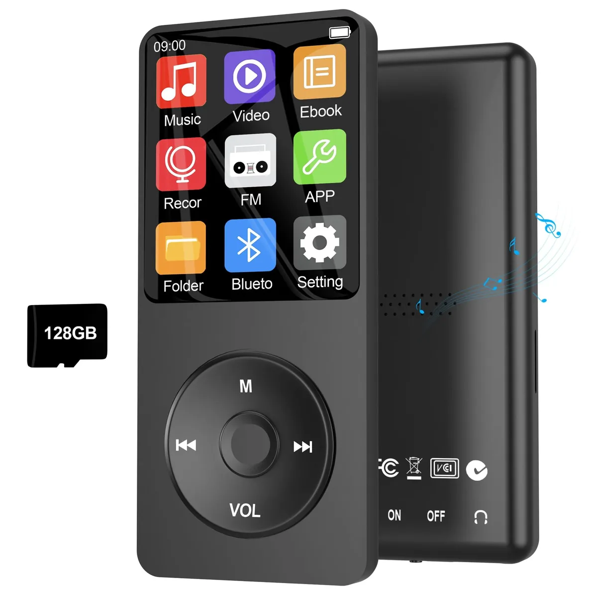 Ninsiden M200-Black-128GB MP3 player 128GB 1.77 inch Bluetooth 5.3 — product photo