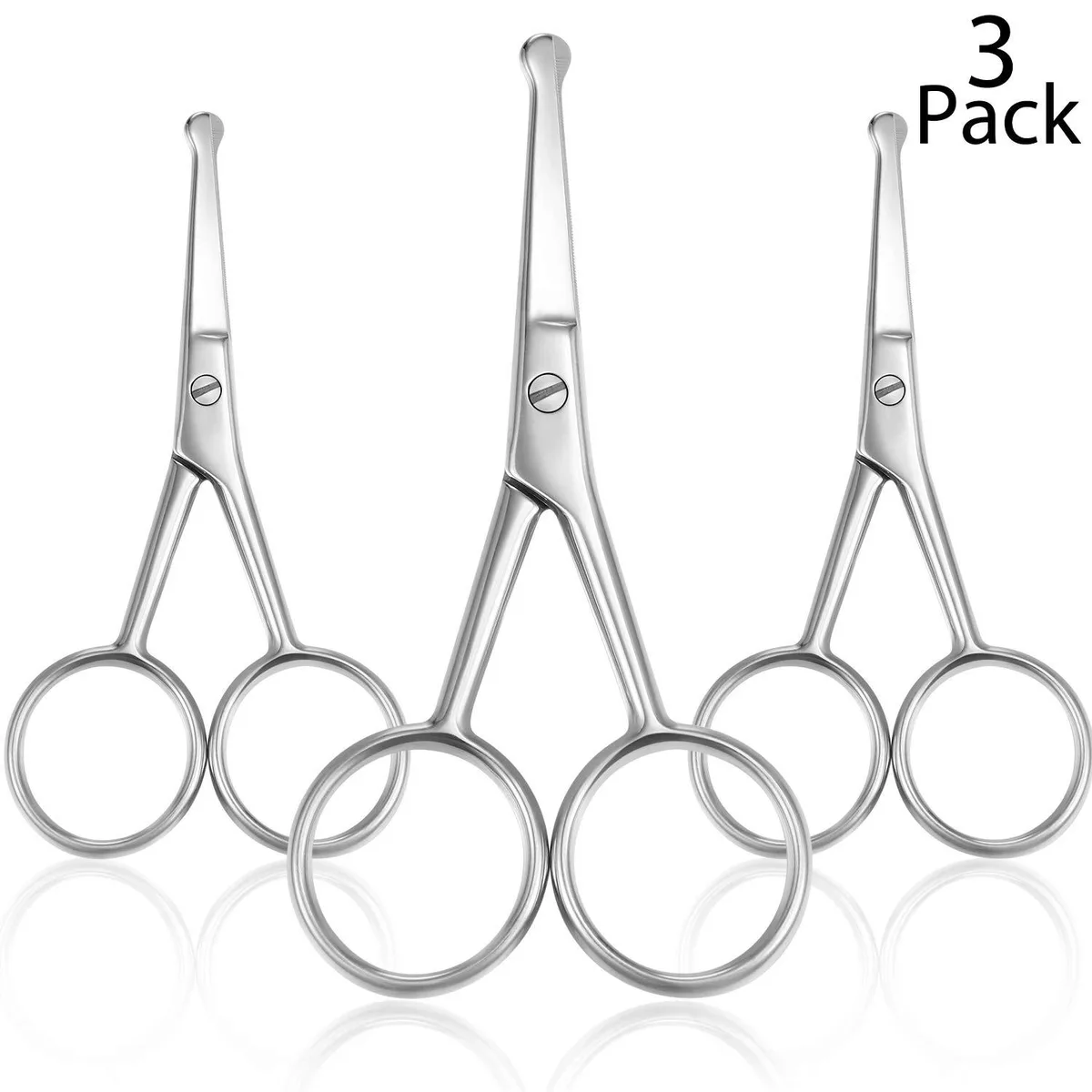  22-7 Nose Hair Scissors 3-Pack Stainless Steel Rounded Tip — product photo