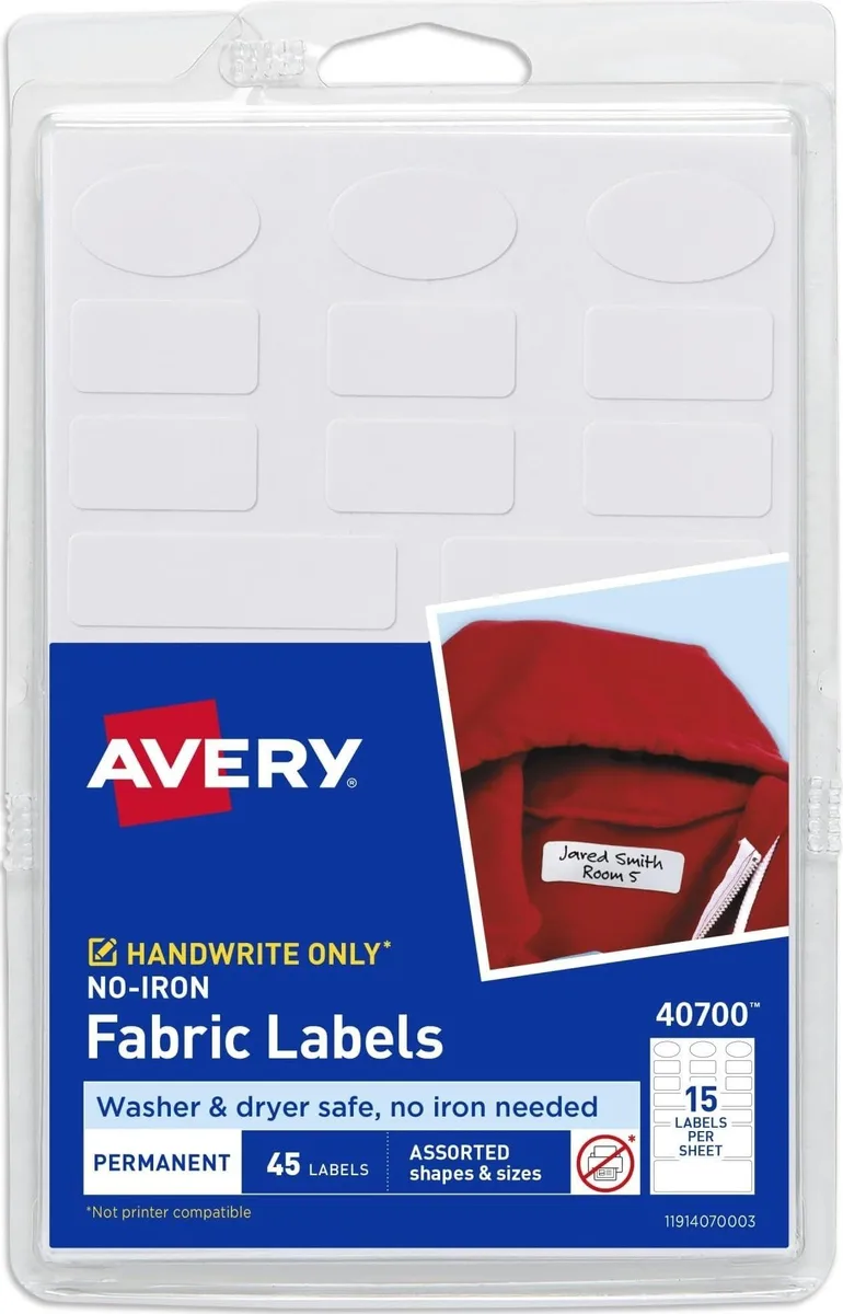  Avery 40700 No-Iron Fabric Labels 45 Pack — product photo