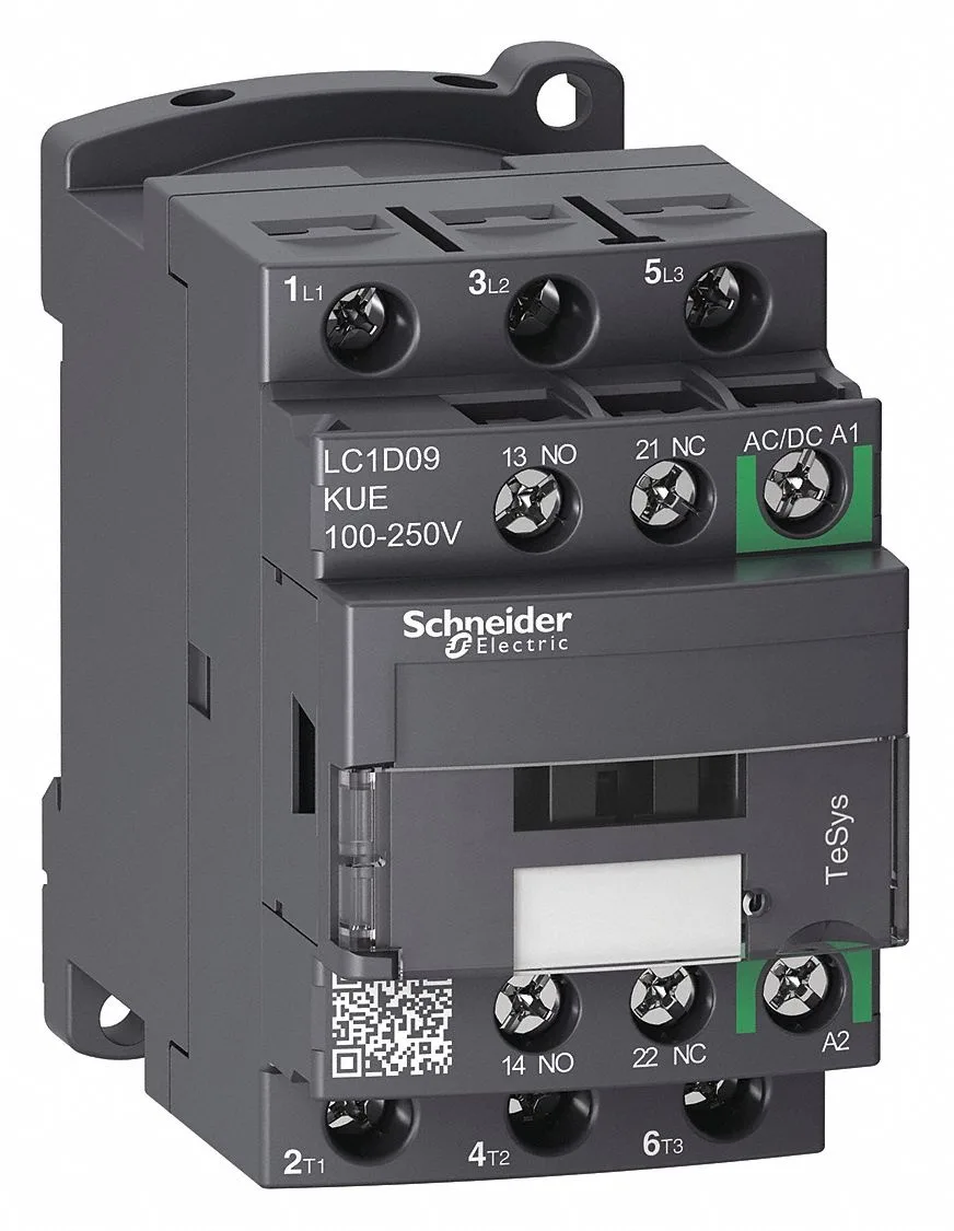 Schneider Electric TeSys Deca contactor, grey plastic body, DIN rail mount, screw terminals