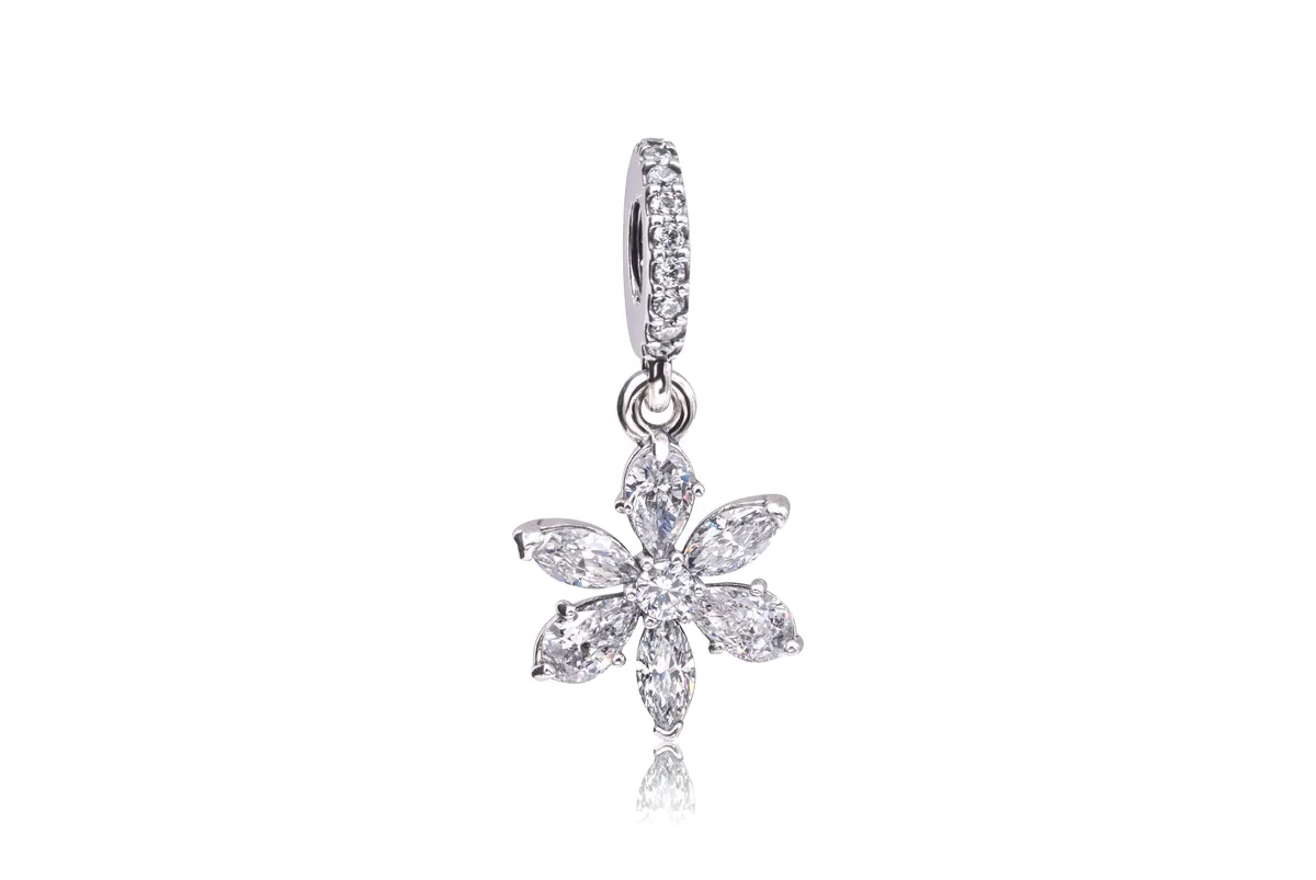 PANDORA PANDORA Sparkling Herbarium Cluster Dangle Charm Silver Tone Bracelet Charm — product photo