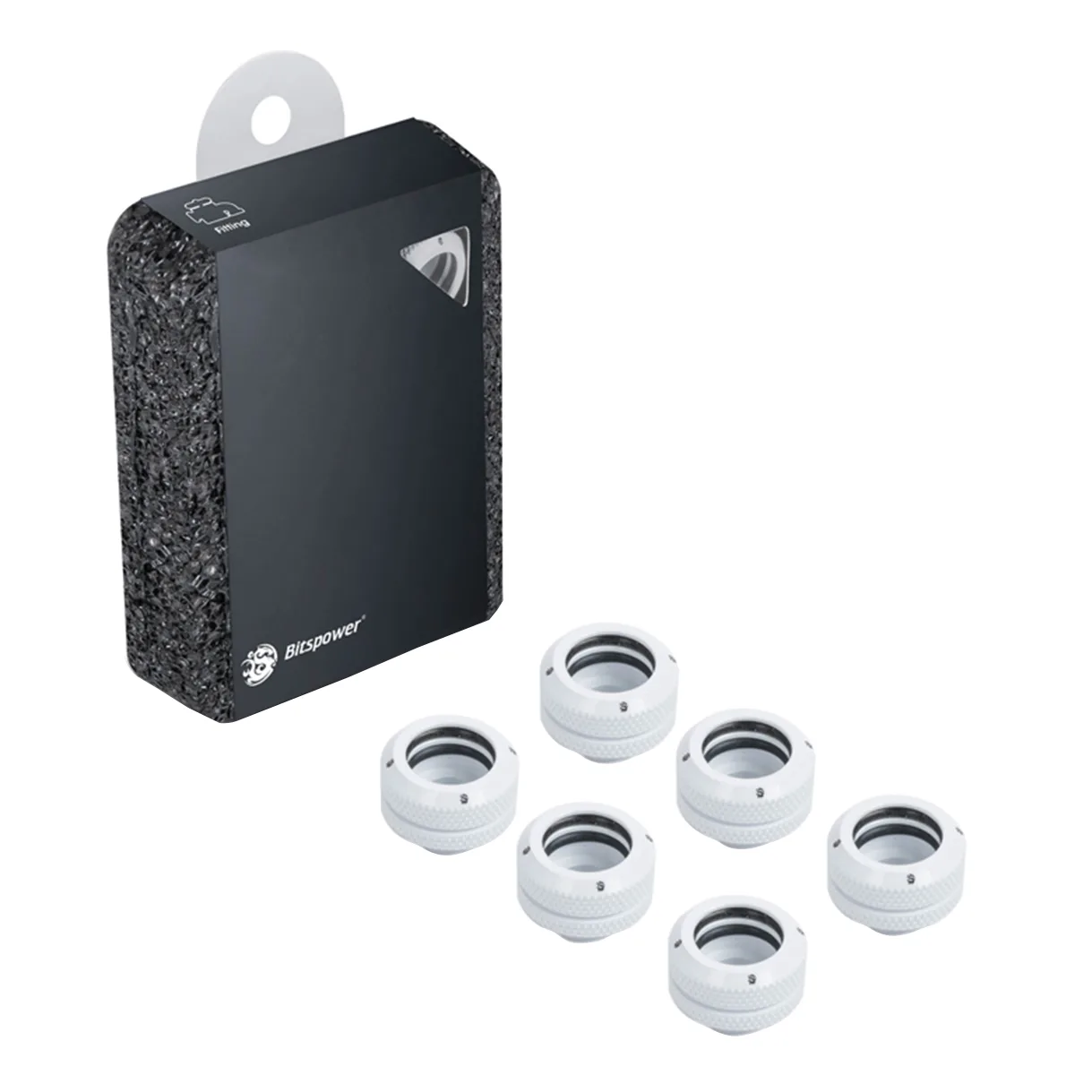 Bitspower Bitspower BP-DWEML14-6P G1/4" Multi-Link Fitting 14mm Deluxe White 6-pack — product photo