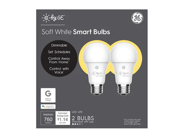 GE Lighting GE Lighting 93096312 A19 Bluetooth Smart Bulb 2 Pack 760 lm 2700 K — product photo