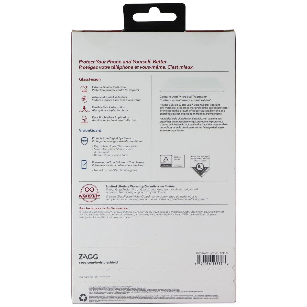 ZAGG ZAGG GlassFusion VisionGuard+ Screen Protector for Samsung Galaxy S21 5G Clear — product photo