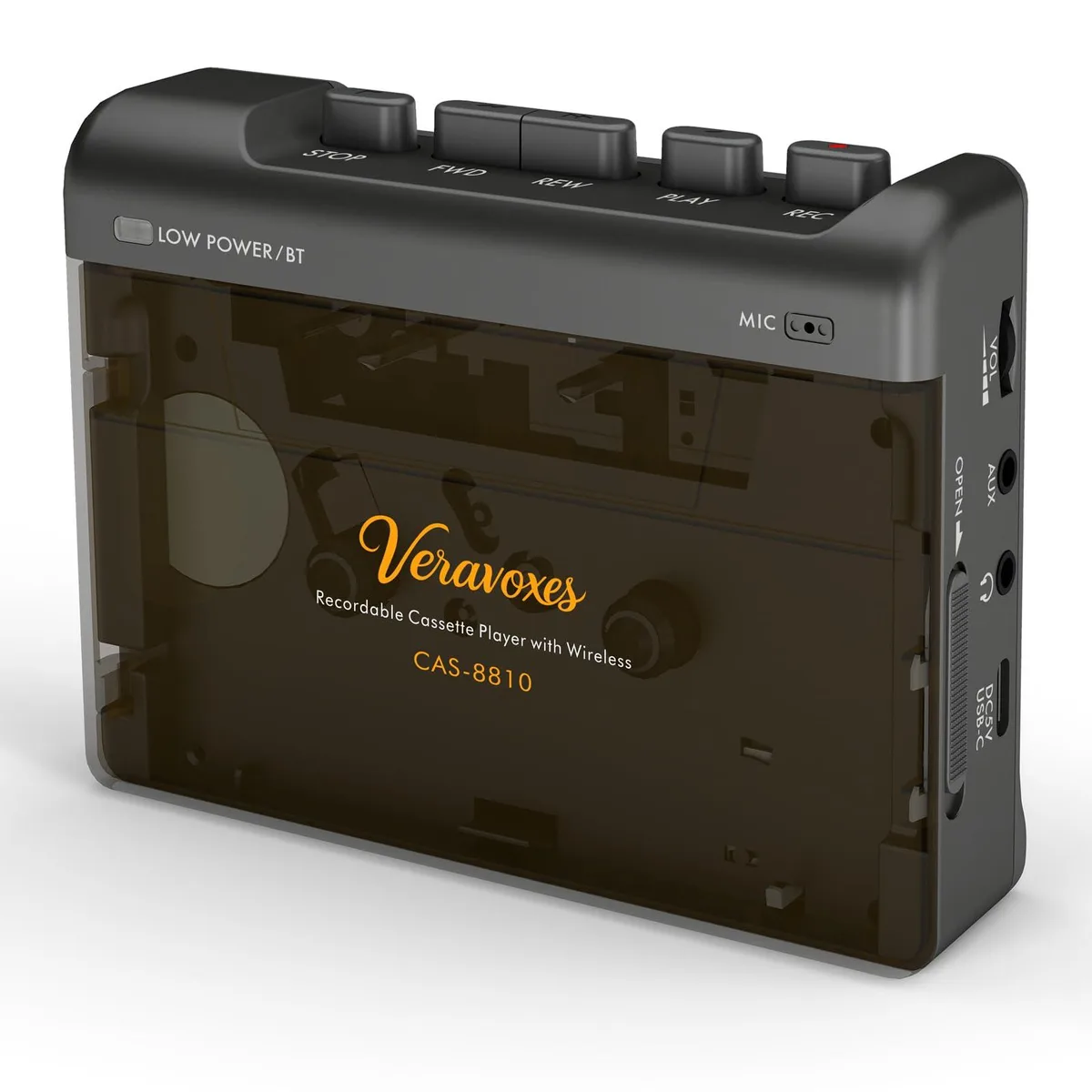  Veravoxes CAS-8810 Portable Bluetooth 6.0 Cassette Player Recorder Black — product photo