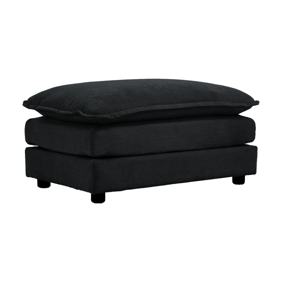 Black chenille fabric ottoman footrest, modular design, 22 combinations