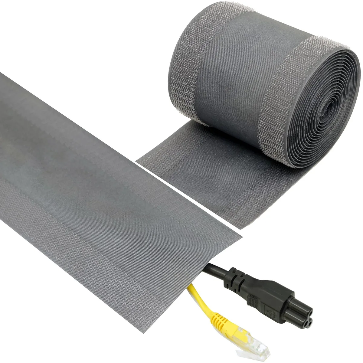 Grey fabric cord cover strip 4 inch by 10 foot self adhesive low profile