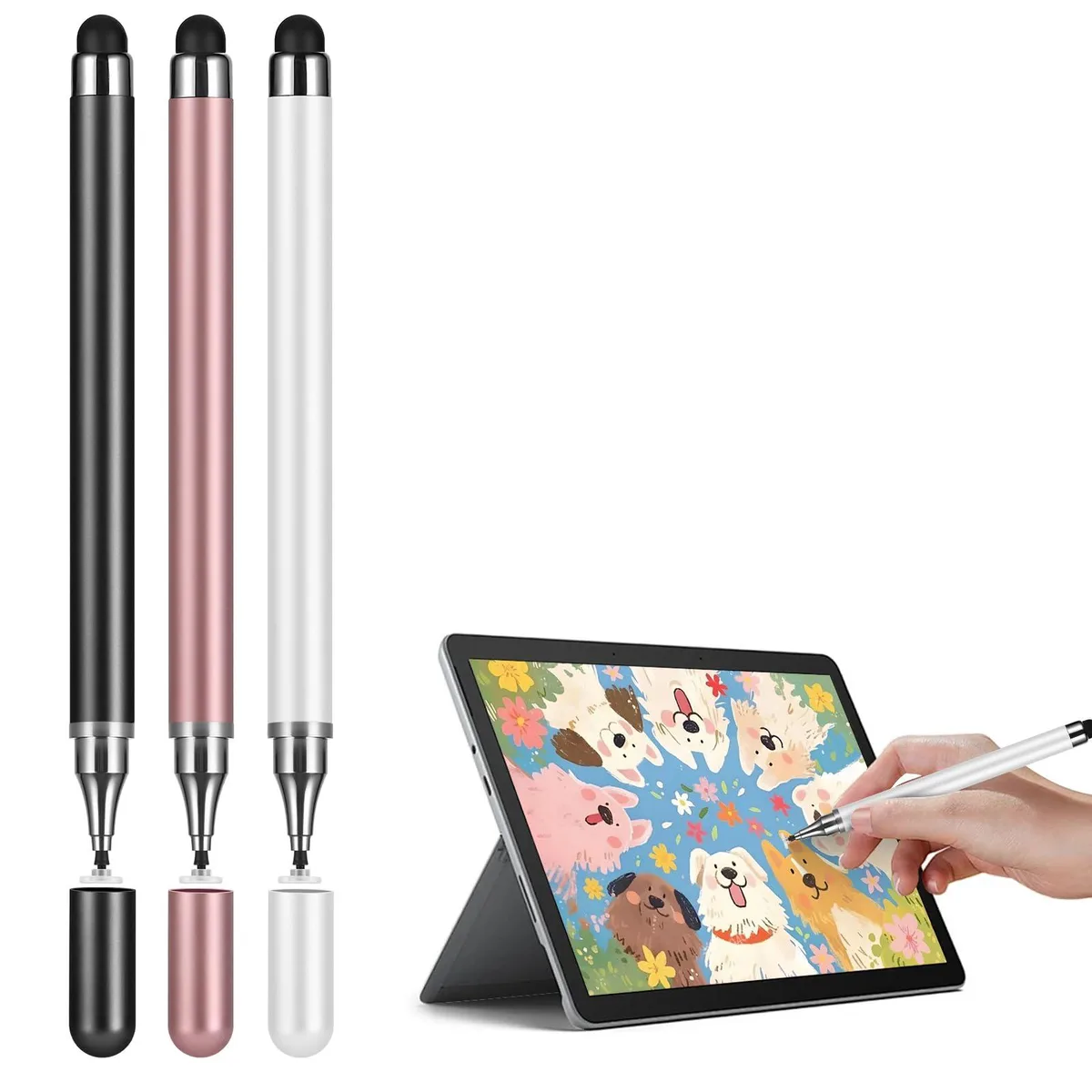 Fejnyer Universal Stylus Pen 3-Pack Black Silver Tip — product photo