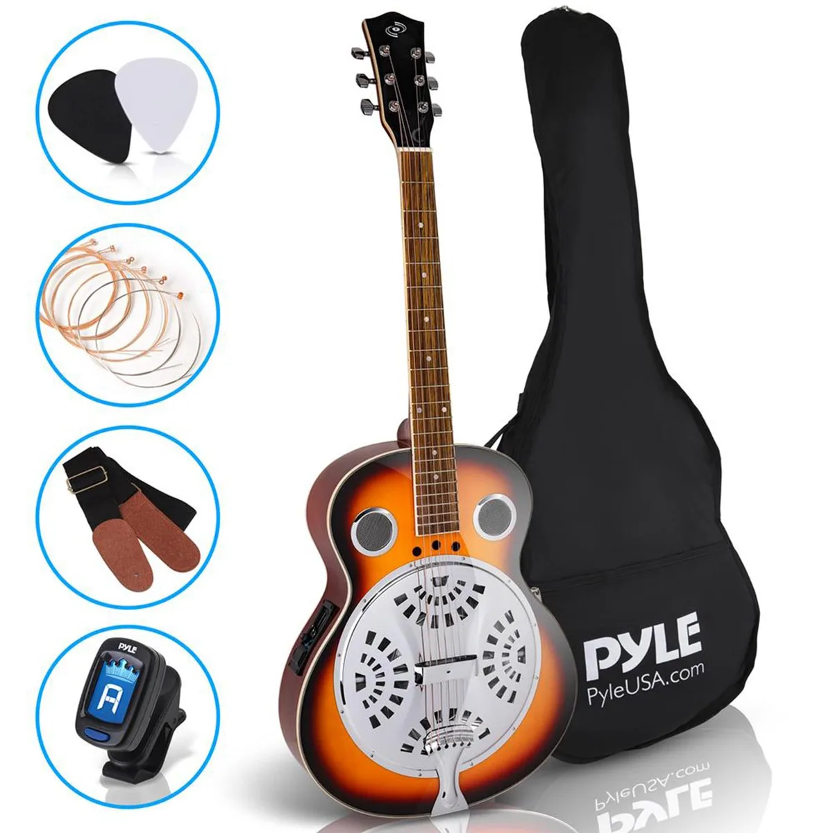 Pyle Pyle PGA500BR Resophonic 6-String Acoustic-Electric Guitar Red — product photo