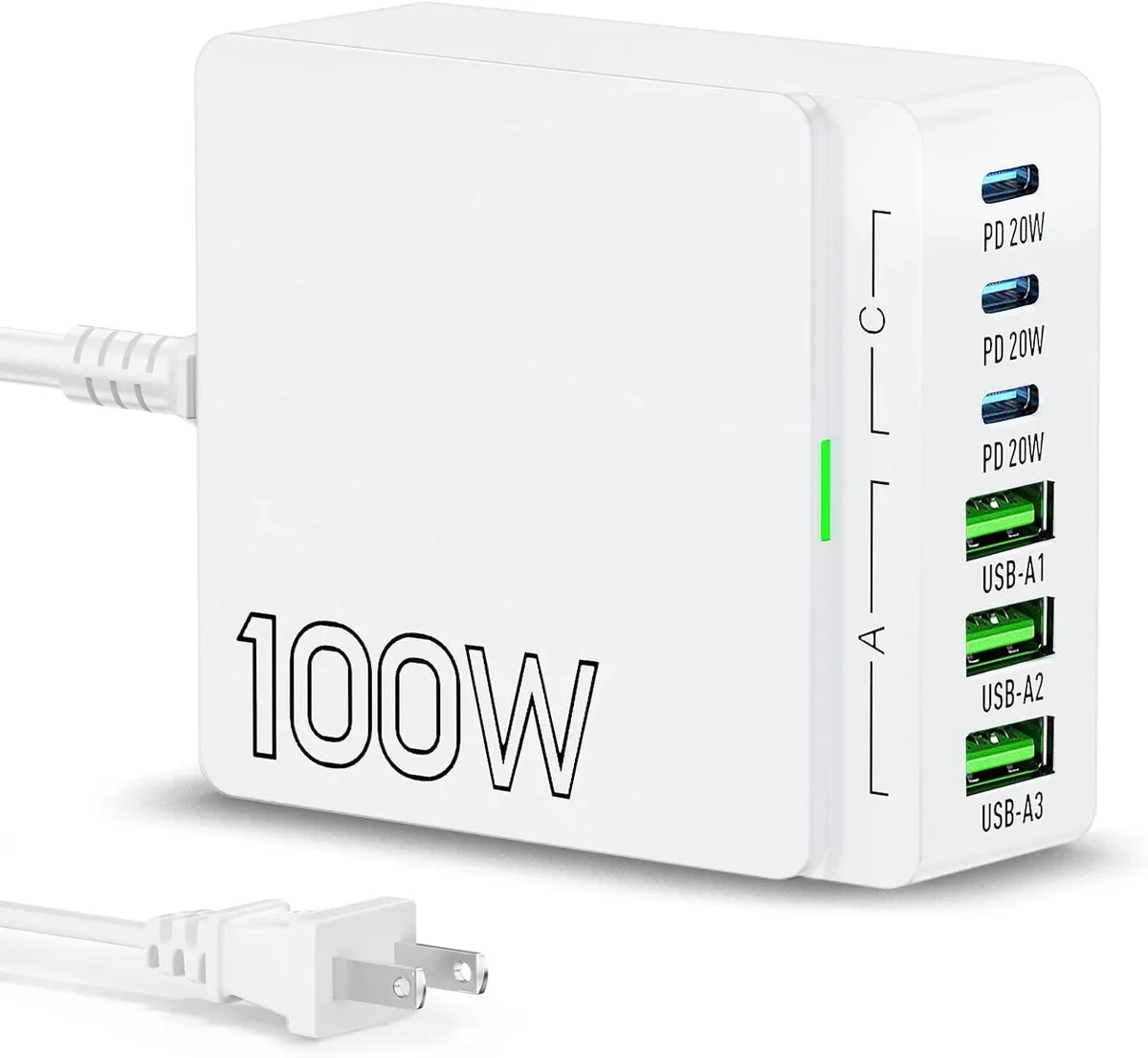ONITOON ONITOON 100W 6-Port GaN Charger (3×USB-C PD 20W, 3×USB-A 15W) — product photo