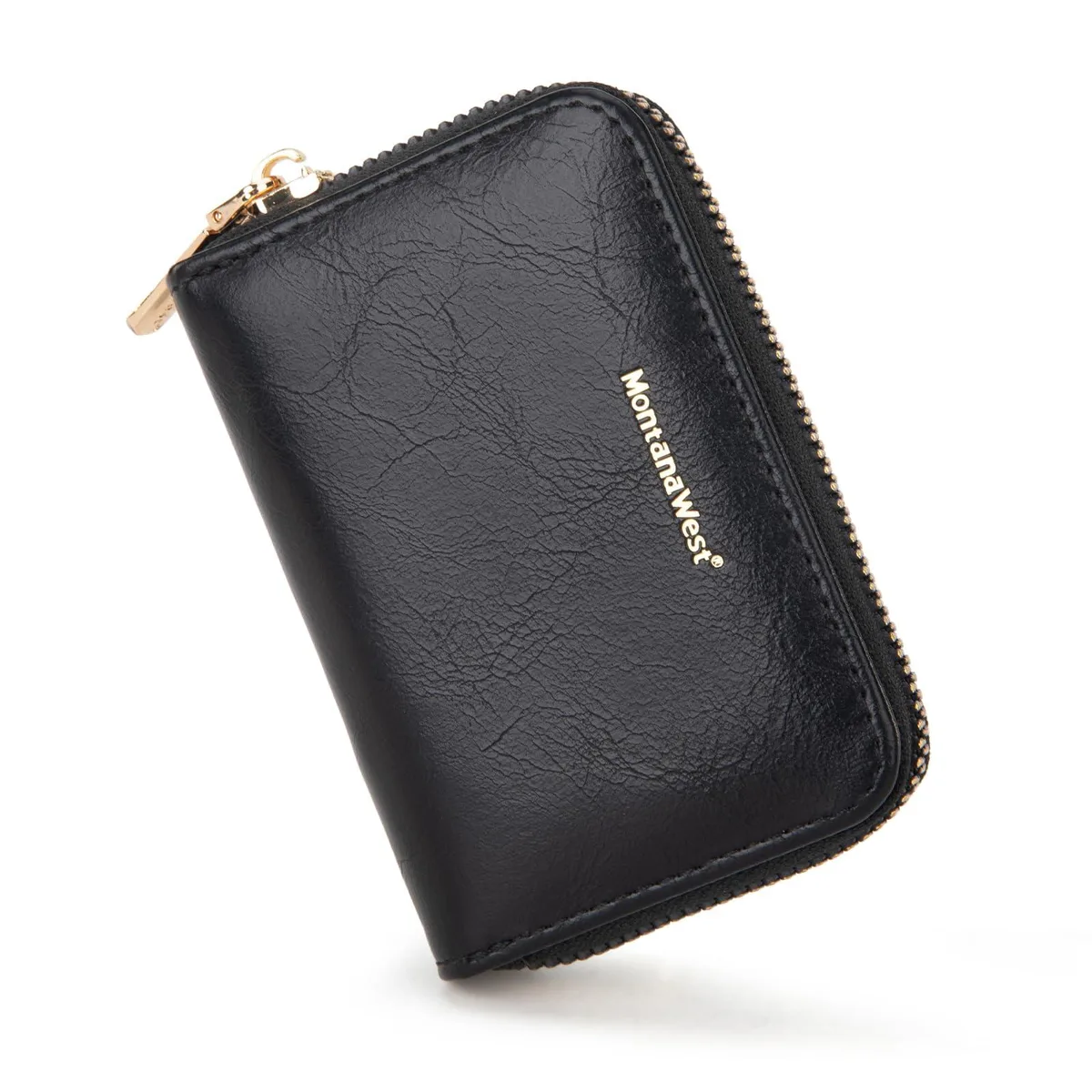 Montana West 413 RFID Card Holder 10 Slots Zipper Black — product photo