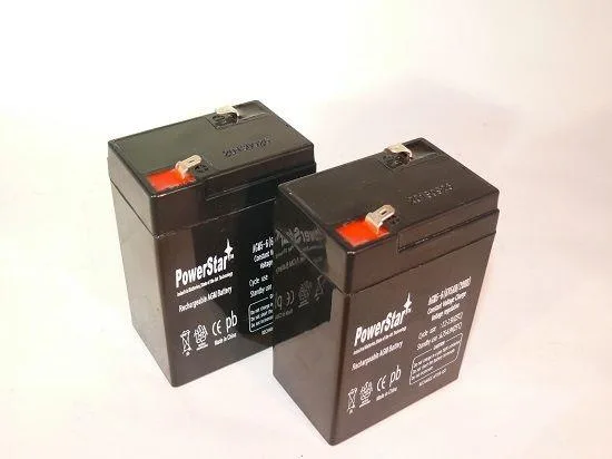 Rectangular 6V 4.5Ah sealed lead-acid battery with screw terminals
